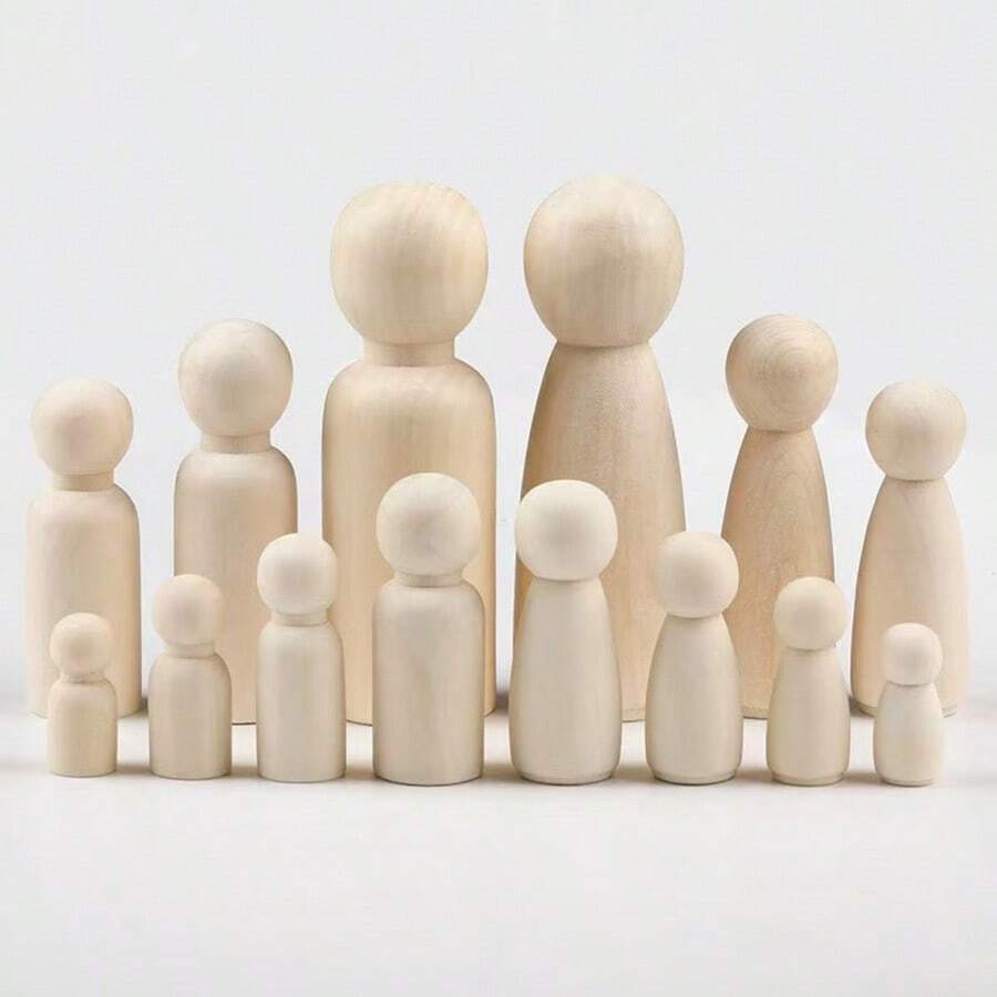 10/20pcs,Wooden Figurines, Natural Wood Color, Various Sizes For Doodling, 3.5cm-12cm, Made Of High-Quality Wood, Unfinished Models, Suitable For Artistic Creation, Teaching Aids, Miniature Scenes, Model Making, And Holiday Gifts.(Christmas Crafts) - Multicolor - View 1