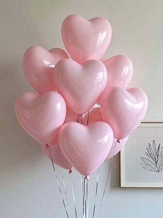 30pcs 10-Inch Pink Heart-Shaped Latex Balloons, Suitable For Birthday Party Decoration, Valentine's Day Decoration, Expressing Love To Partners, Marriage Proposal, Engagement Decoration, Wedding Decoration, Room Decoration, Outdoor Photography Props.