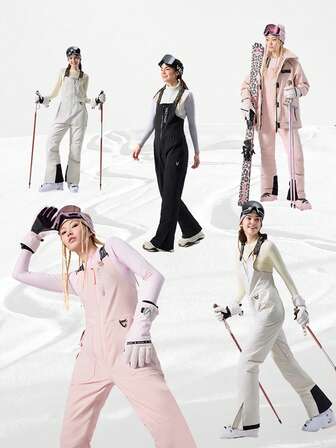 VECTOR MOTION Pantalones de peto acolchados para esquí Montis, unisex, elásticos, impermeables, resistentes a la abrasión, a prueba de viento, transpirables, a prueba de frío, con costuras selladas, pierna recta, para esquí de tabla individual/doble