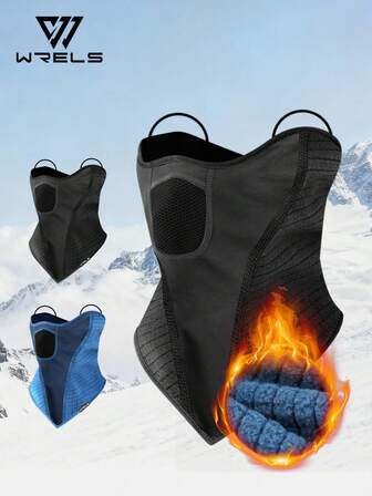 WRELS 1 Stück modische Radfahrer-Gesichtsmaske für Herbst und Winter, kalt- und windabweisend, atmungsaktives Mesh-Design, wärmeisolierender Samt-Stoff, geeignet für Männer und Frauen zum Tragen bei Outdoor-Sportarten wie Radfahren, Skifahren, Wandern usw. Ohren-Wärme-Gesichtsmaske