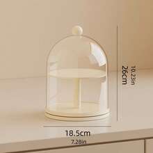 1pc Dustproof Plastic Desktop Storage Box, Jewelry Display Box, Rotating Covered Thickened Plastic Plush Doll Display Box - Multicolor - View 4