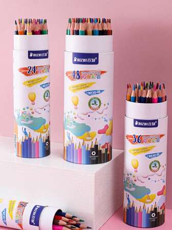 48色可擦彩色铅笔，适用于学生/教师/创作者的绘画、涂鸦、艺术创作，也可作为礼品盒、学习用品、返校礼物和圣诞礼物。