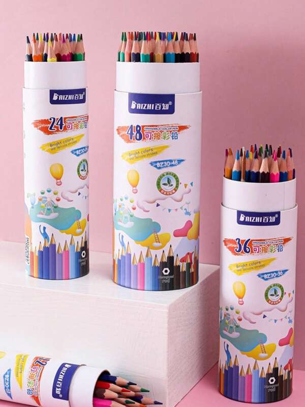48 Colors Erasable Colored Pencils For Students/Teachers/Creators Drawing, Doodling, Art Creation, Gift Boxes, School Supplies And Back-To-School Gifts, Christmas Gifts