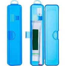TYUI Toothbrush Travel Case 2 Pack Clear Dark Blue Toothbrush Case HolderTravel Size Plastic Toothbrush Holder Toothpaste Storage Container Portable For Traveling 7.87 X 1.85 X 1.18 - 清澈深藍 - 查看 1