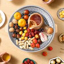 圆形烧烤网架轻质不锈钢烹饪架适用于户外烧烤便携式烧烤网适用于篝火烹饪各种食物