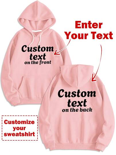 Custom Women's Fleece Hooded Sweatshirt With Pockets - Customize The Front And Back Of The Hoodie, Add Your Own Text, Choose The Color And Font, And Customize A Unique Hooded Sweatshirt.They Can Be Used For Anniversaries, Birthdays, Holidays, Etc.