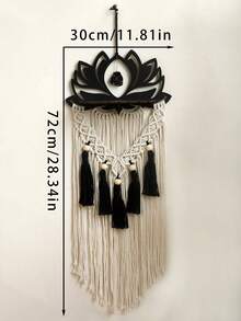 1 tấm treo tường Macrame Boho, kệ treo tường trang trí hình hoa sen, tranh treo tường tua rua Bohemian, kệ trưng bày pha lê, đồ trang trí nhà Boho Chic cho phòng khách, phòng ngủ, đồ trang trí tâm linh, đồ trang trí Macrame thủ công có tua rua - Nhiều màu - Xem 14