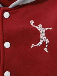 2pcs/Set Young Boy Sports Figure Print Hoodie Jacket And Pants Casual Outfit