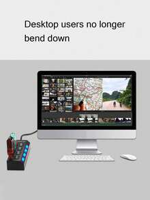 USB 2.0 集线器，多端口 USB 分线器，带电源适配器，4/7 端口 USB 扩展集线器 - 彩色 - 查看 8