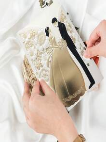 5张/10张新郎新娘邀请函，含信封贴纸，5 x 7英寸空白邀请卡，婚礼，新娘场景 - 彩色 - 查看 7