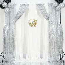2 Packs Sequin Backdrop Curtain 2x8FT - Glitter Sparkling Photo Background & Room Curtains, Perfect For Christmas Decorations, Wedding Supplies, Halloween, 1/2pcs Graduation, Valentine's Day, Baby Showers, Engagement & Bachelorette Parties. Suitable For Home Décor (Living Room, Bedroom, Kitchen), Shower Curtains, Selfie Wall, Table Center Decor, Bridal Accessories & Events. Available In Multiple Colors, Sparkle Design Enhances Any Space – Ideal For Photography, Holiday Parties & Daily Room Decoration. - bạc - Xem 4