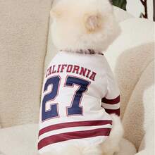 1件宠物猫/狗通用#卫衣，字母印花，时尚休闲运动风舒适宠物服装 - 白色 - 查看 7