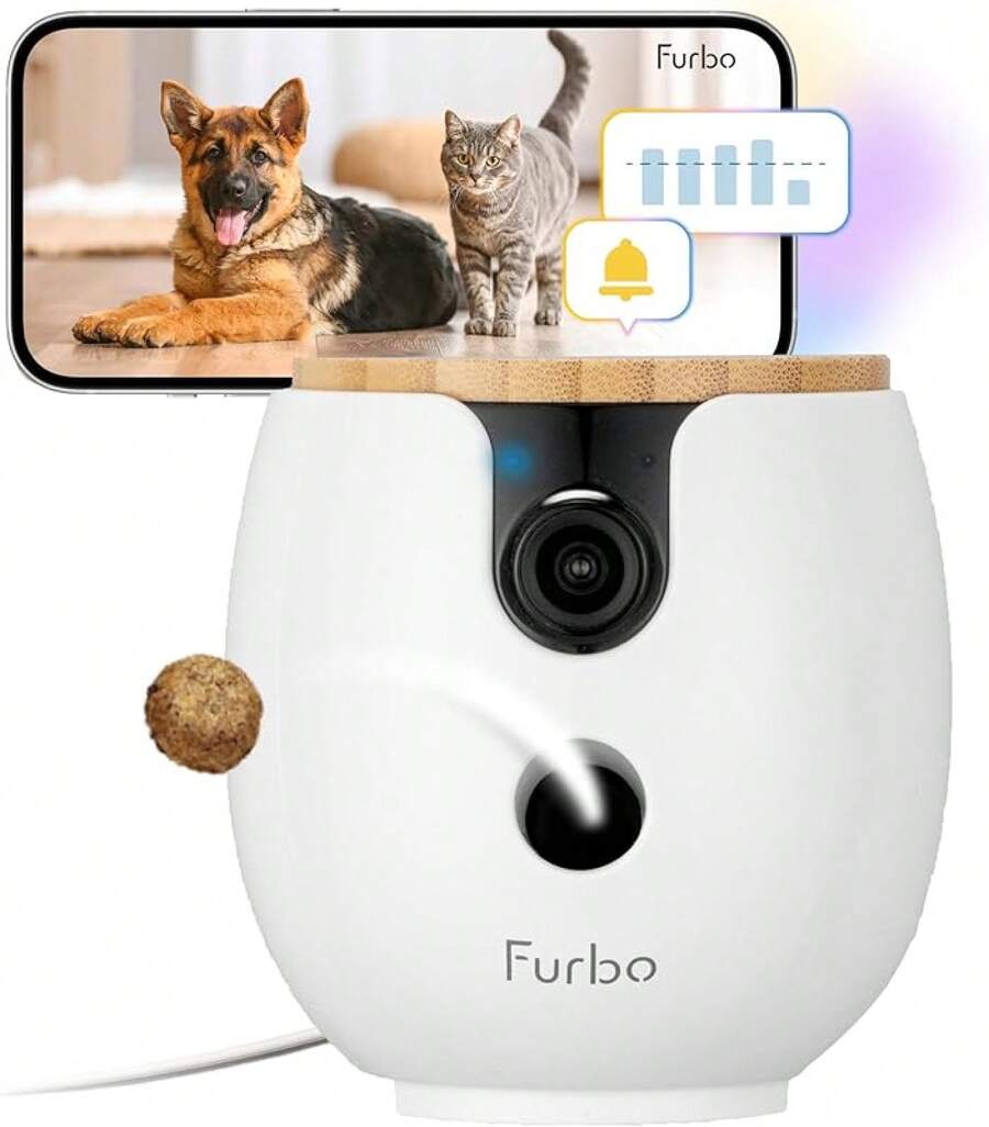 Furbo 360 °   [Nuevo] Cámara p/Mascotas 2K QHD – Desbloquea Funciones Inteligentes con Plan de Pago: Alertas de , Dispensador Rotatorio. (Suscripción Requerida,ínimo 3 Meses) LLSS - Mini 360° Cam - Necesita suscripción In-App - Ver 1