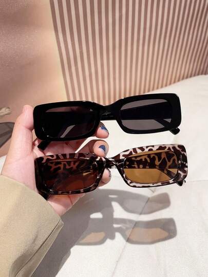 2 Pieces Of Women's Black Leopard Print Square Fashion Glasses,Made Of PC Material,Y2K Accessories, Costume Women, Costume,Travel,Season Picks,Halloween Edit,Fashion Glasses,Sunnies,Women ,Suitable For Looks Of Party,Summer,Back-To-School Season,Beach Parties,Streetwear,Selfies,Holiday.