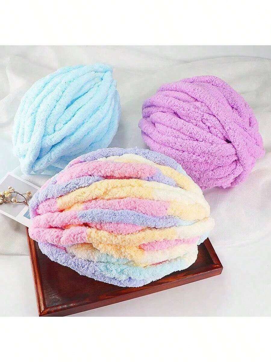 50g,Extra Thick Ice Yarn Blanket, Hand Knitted DIY Thread, Chunky Chenille Cushion/Pet Bed Yarn, Suitable For Icelandic Scarf, Hats, Knitting Projects, Soft Texture - Multicolor - View 1