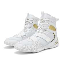 男士摔跤鞋，轻便的Sdtdid拳击鞋，采用超细纤维绒面革制成，适用于健身房、力量举重、健美、训练等。 - 白色 - 查看 12
