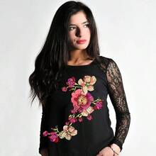 4Pcs Flower Embroidered Applique Sew On Patches Floral Decorative Appliques Red Large Vintage Embroidery Patches Collar Clothes Dresses - 紅色 - 查看 7