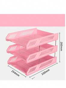 1pc 3-Tier File Tray Desk Organizer Rack, Document Storage Holder, Office Supplies Basket, Student Stationery