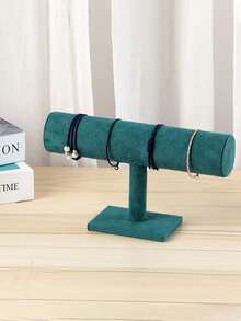 1 قطعة حامل سوار من المخمل الأسود الأنيق على شكل حرف T - حامل مجوهرات على المنضدة، هدية عيد الأم، مناسب لحالات العرض التجاري، لا يحتاج إلى كهرباء، قاعدة بلاستيكية قوية، مناسب للقلائد والأساور والساعات، حامل ساعات مخملي، سطح مخملي ناعم للنساء، منظم متعدد الوظائف للمكتب، لا يعمل بالكهرباء - مناسب لأنواع التركيب الأخرى من برج المجوهرات البيضاوي