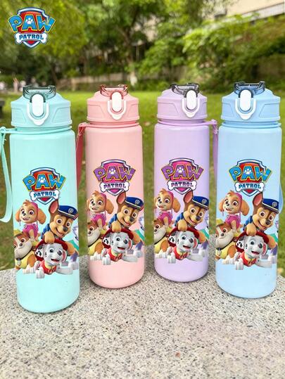 Paw Patrol 1个750毫升汪汪队立大功保温杯，带提手、吸管和杯盖，可爱设计，防漏耐用，户外运动水壶，大容量便携旅行杯，适合短途旅行、徒步、野餐、跑步、健身、母亲节、万圣节、圣诞节、感恩节、父亲节、情人节等场合，是送给学生、家人、男女朋友、生日、毕业等场合的绝佳礼物，男女通用。