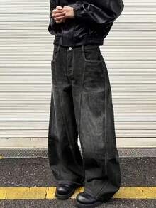 Men's Street Style Loose Casual Jeans, Relaxed Fit - Fashion Casual All/Global/Universal Loose - Black - View 2