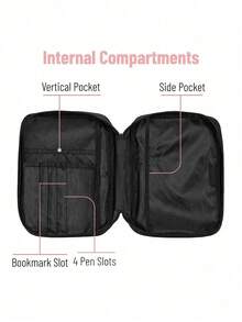 Fashionable And Minimalist Black Bible Bag And Bookmark With Patterns Of Flower Letters "Jesus", Handbag With Handle Zipper Pocket, Portable Church Bag, Multi-Functional Daily And Book Protection Large Capacity Storage Bag, Portable Sorting Bag, Standard Size Bible Bag, Perfect Choice For Adult, Women's, And Men's Bible Learning