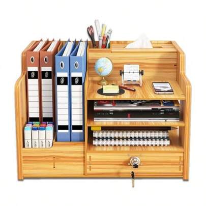 File Rack With Vertical Horizontal File Holder Desk Organizer With DrawersPen Holder Shelf Organize Holder Desktop Organizer For Office Home