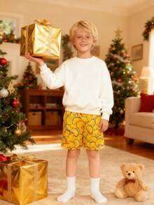 Taco Shorts Boy Clothes, Gifts For Teen Kids Boys Unisex, Ice Cream Trunks Yellow Sweatpants Underwear Pants, Boys Christmas PjChristmas Birthday Gifts For Teenage Dress, Thanksgiving Outfit, School Sport Running Pants, Running Pants, Basketball Shorts - 芥末黃 - 查看 6