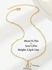 1 buc colier de lux vintage versatil cu mini zirconiu pavat cu litere A-Z, lanț cu mărgele din oțel inoxidabil, culoare aurie, potrivit pentru ținute casual pentru copii, colier cu litere personalizate, choker