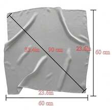 Lastclream Chiffon Square Neck Scarves For Women Handkerchief Retro Satin Ribbon Scarf For Hair Wrapping 23.6inch 26inch,23.6inchRibbon-Grey - 23.6吋絲帶-灰色 - 查看 4