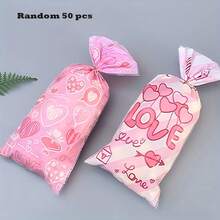 50 túi đựng quà tặng ngày lễ tình nhân, thiết kế hình trái tim và đôi môi, túi đựng quà tặng cho tiệc lễ tình nhân, túi đựng kẹo (không tiếp xúc trực tiếp với thực phẩm), túi đựng quà tặng cho tiệc ngày lễ - Nhiều màu - Xem 5