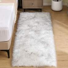 Fluffy Faux Fur Runner Rug 2x6 For Bedroom White With Grey Tips Faux Sheepskin Rug Bedside Dorm Washable Shaggy Plush Rectangle Perfect For Living Room Entryway Or Hallway Cozy Soft Texture Ideal For Home Decor And Warmth In Any Season - 2x6Rectangular - View 1