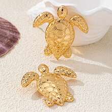1 Pair Vintage Style Cute Metal Sea Turtle Stud Earrings, Creative Personalized Suitable For Holidays & Parties - Earrings - View 2