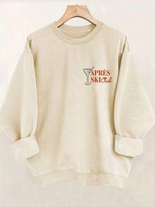 Women'S Vintage Ski Club Graphic Sweatshirt - Gray Long Sleeve Crew Neck With Blue & White Print, "APRES SKI Club" Design, Perfect For Spring/Fall Casual Wear, Ski Club Apparel | Vintage Style Sweatshirt | Construction, Ski Club Merchandise, Ski Sweater, Ski, Women Ski Sweater, Family Ski Jumper, Apres Ski Women, Apres Ski Sweater, Ski Clothes, Apres Ski, Double Print Sweatshirt, Women Sweatshirt/Pullover, Women Blouse, Winter Clothe For Women, Pullover Women Autumnwinter Clothes For Women,New Years Outfit Women,New Year's Eve Vibe Women's Crewneck Sweatshirt - Màu be - Xem 2