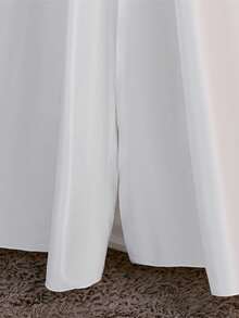 Tween Girls Solid Color Spaghetti Strap Open Back Tie Back Satin Elegant Flower Girl Evening Dress, Suitable For Party, Headband Not Included - White - View 9
