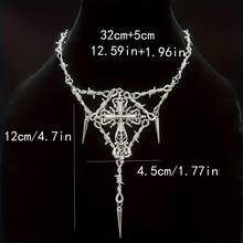Fashion Cross Pendant Necklace, Jewelry Party Gift 1 Piece - 銀色 - 查看 5