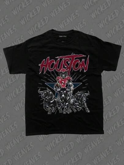 HOUSTON Football Shirt,  Fan Tee, Football Team Shirt, Skeleton Tshirt, Sports Gift, Texans Shirt