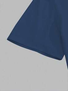 黑色男士水钻翅膀图案休闲百搭圆领短袖T恤，夏季 - 藏蓝色 - 查看 7