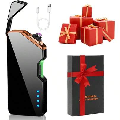 CEWROM Wiber USB Rechargeable Electronic Lighter Windproof With Fingerprint Sensor LED Sensor Dual Side Ignition Black