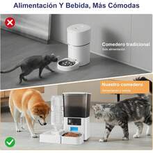 2 En 1 Dispensador de Comida para Perro 5L,Dispensador de Comida para Gato,Alimentador Automático para Gatos,con Botella de Agua,WiFi 2.4G,App Control Remoto,Grabación de Voz - 1 - Ver 3