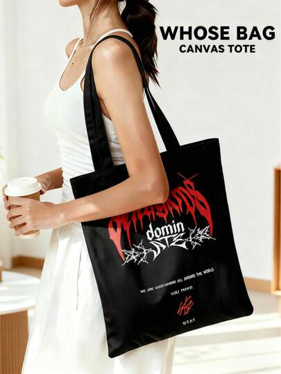 WHOSE BAG Korean Idol Fan Support Bag, Fan Meeting Autograph Bag, Idol Autograph Gift. World Tour Concert Lightstick Bag, STAY Fan Support Gift, Suitable For Daily Commute Shopping Bag, Practical Gift, Cute Christmas Gift. Kptraykids/SKZ, Domin ATE, Korean Fan Support Tote Bag, Reusable Shopping Bag, Foldable Large Capacity Casual Grocery Bag, Handbag