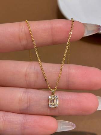 1 件精美几何锆石项链女士珠宝女士 925 纯银优雅锁骨项链精美珠宝礼物女孩日常生活约会装饰