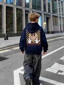 1 buah Sweatshirt Pullover Kasual Bergambar untuk Anak Laki-laki Remaja, Lapisan Termal, Lengan Panjang, Musim Gugur/Dingin - Navy Blue - View 8