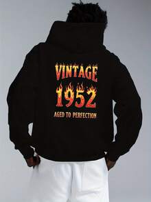 Men's Vintage 1952 Retro Oversized Hooded Sweatshirt - Big & Tall Loose Fit Hoodie With Bold 1952 Print, Non-Stretch Fabric & Pocket - All-Season Casual Wear, Gym, Everyday (Washable) - 1950s Inspired Clothing WVBC - 預設 - 查看 1