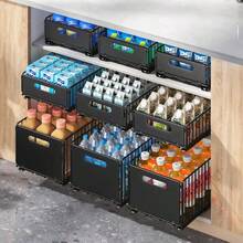2-Piece Set, Cabinet Pull-Out Storage Basket, Bathroom Sink Sliding Out Storage Basket, Multifunctional Sliding Sorting Rack, Seasoning Rack, Snack Rack, Household And Cleaning Supplies Storage Rack, Storage Rack, Gift Rack - Black - View 10