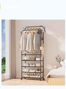 Multi-Layer Hanging Clothes Rack With Drying And Storage Functions For Clothes, Hats, Shoes And Pants – Space-Saving Freestanding Organizer For Bedroom And Dorm, Easy Assembly, Durable Construction, Versatile For Wardrobe, Laundry Room, Seasonal Gear, And Daily Organization, Ideal For Small Apartments And Shared Living, Keeps Garments Dry, Accessible, And Clutter-Free With Modern Design Compatible With Various Interior Styles - Multicolor - View 1