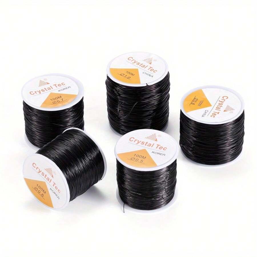60m/Roll, 0.5/0.6/0.7/0.8/1mm Black High-Elasticity Thread Transparent Style, DIY Beaded Material Jewelry Accessories