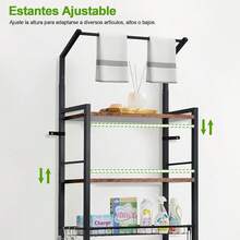 Estantería Sobre el Inodoro, Organizador de Baño de Niveles Ajustable, Mueble para Inodoro, Ahorro de Espacio con Ganchos, Estantería de Baño Multifuncional Se Adapta a la Mayoría de los Inodoros - Casual - Ver 11