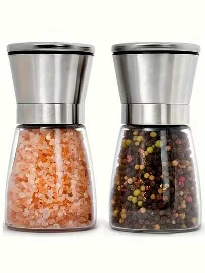 1pc Manual Pepper Grinder, Stainless Steel & Glass - For Salt & Pepper Corns, Adjustable Grind Settings, Handy Kitchen Tool Without Electricity, Suitable For Parties, Weddings, Christmas, Halloween, Mother's Day, Family Gatherings, Dorms, Offices, Companies, Outdoors, Kitchens, Bathrooms, Homes, Household Items, Schools, Students, Camping, Travel