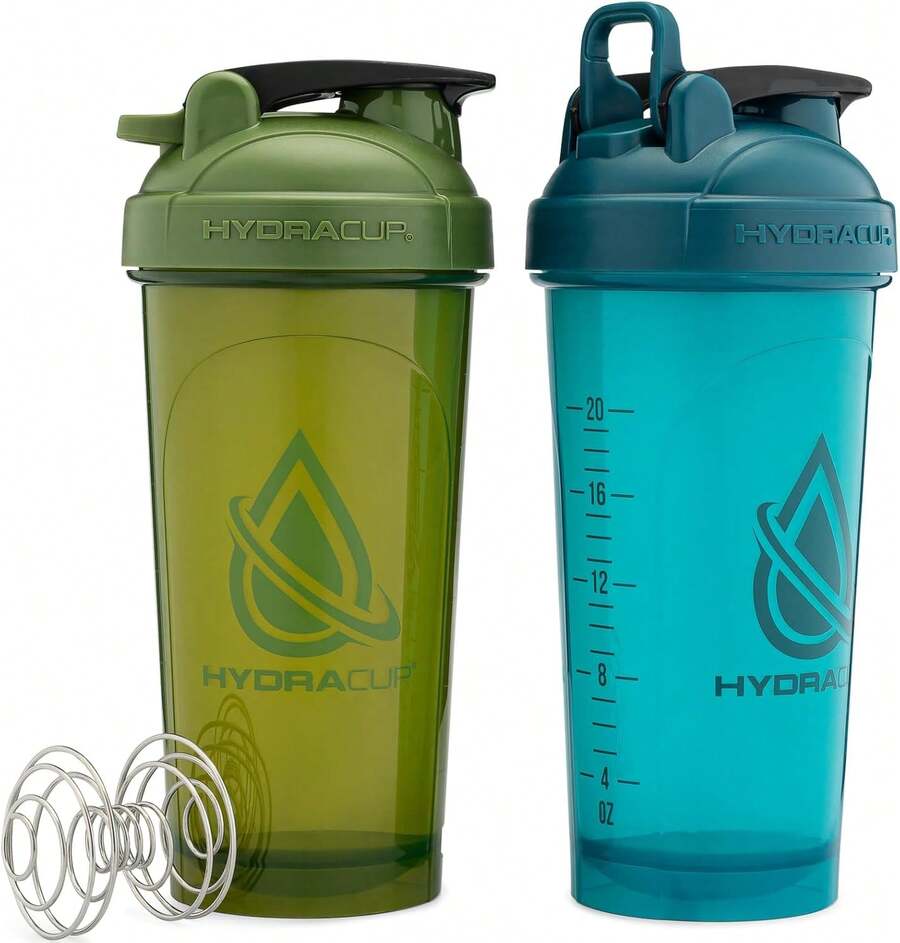 ProFlow [2 ] 28 Oz Shaker Bottles For Protein Shakes, Shaker Cups With Ball Whisk, Shaker With Handle, Travel To Go, (Pink & Purple, 28oz) - Xanh lá cây và xanh dương - Xem 1